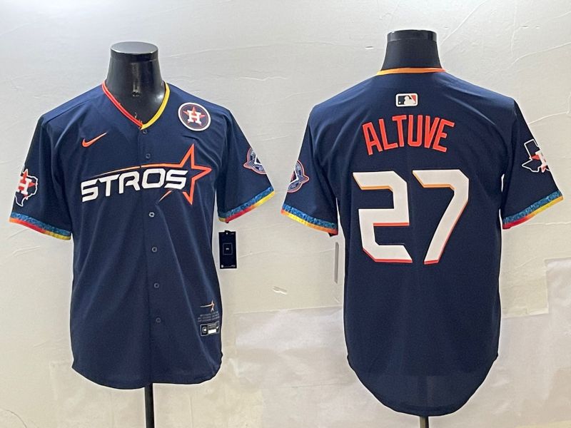 Men Houston Astros #27 Altuve Drak Blue Fourth generation Joint Name 2025 Nike MLB Jersey style 2->houston astros->MLB Jersey